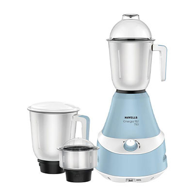 Havells Energia 600W Mixer Grinder – 3 Jar Light Blue White Powerful Mixer