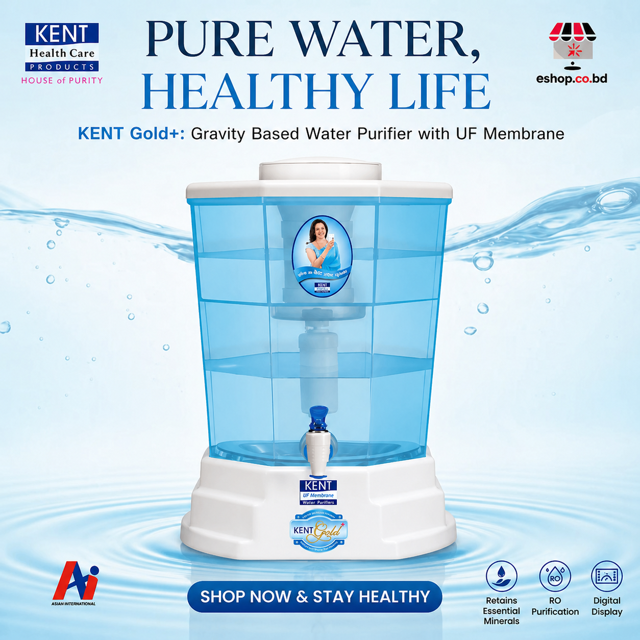 Kent Gold Plus Gravity Water Purifier 