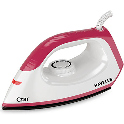 Havells Czar 1000W Dry Iron – Non Stick Coated Ruby & White Design